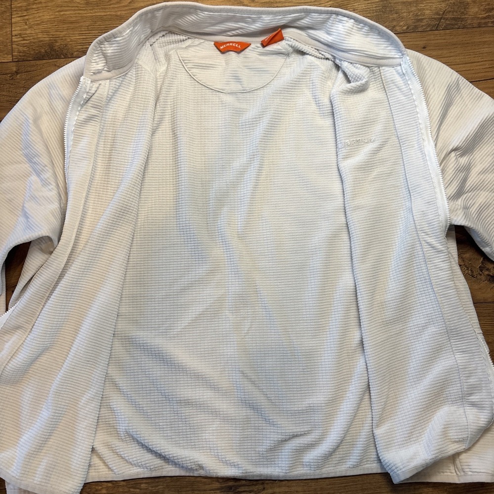 Merrell Jacket Mens 2XL Beige/Cream Full Zip Grid Fleece Performance Outdoor - Picture 8 of 9
